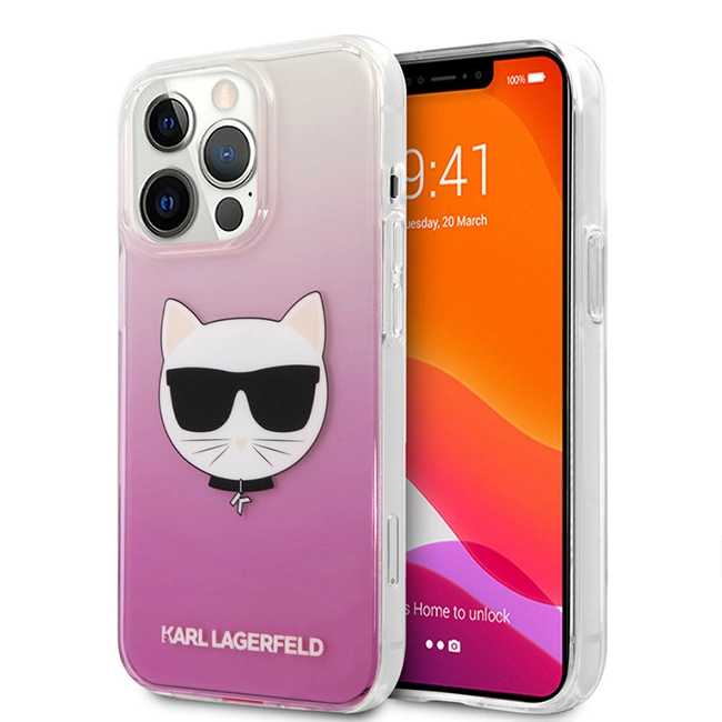 Karl iPhone 13 Pro Lagerfeld Choupette Head Case - Pink